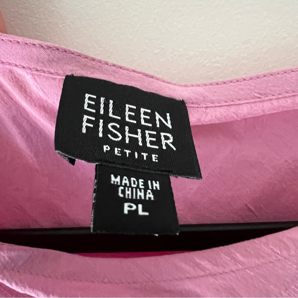 eileen fisher | long pink silk sleeveless dress petite large - Picture 3 of 4